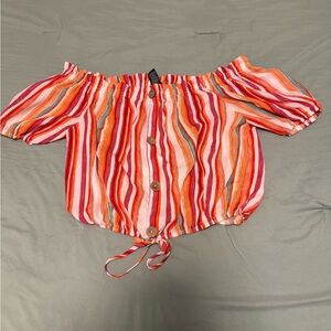 Timing Multicolor Striped Off-Shoulder Blouse